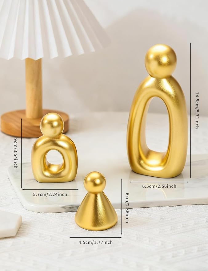 Abstract Family of 3 Figurines Modern Sculptures - Minimalist Home Decor for TV Stand, Bookshelf, Living Room | Decorative Accents and Gift Ideas as Knick Knacks for Shelves (GLOD) - Image 2