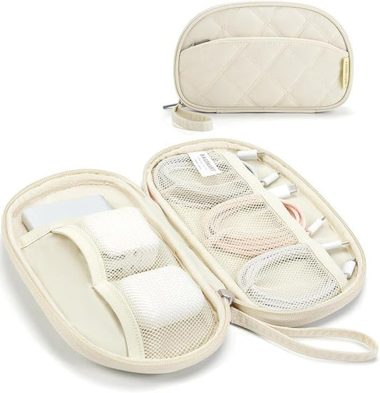 BAGSMART Cord Organizer Travel Cable Bag, Compact Tech Electronic Organizer Travel Case, Essentials for Charger, Cable, Phone, Flash drive - Beige by BAGSMART