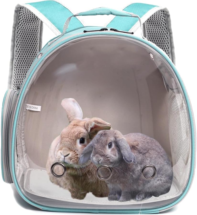 Guinea Pig Backpack Carrier, Bearded Dragon Carrier Backpack with Clear Bubble Window,Small Animal Travel Backpack for Hedgehog Rat，Chameleon,Rabbit,Sugar Glider,Airline Approved (Green, Backpack) - Image 3