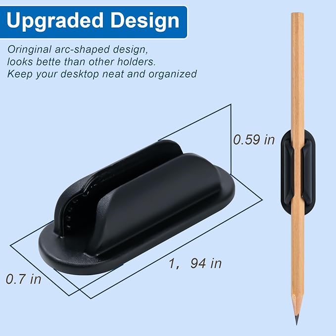 40 Pack Adhesive Pencil Holders for Desk,Silicone Flexible Pen Holder for Wall, Office, School,Home,Classroom Must Haves,Teacher Supplies Accessories,Desk Organizer,Art Supply,Small Gift(40, Black) - Image 2