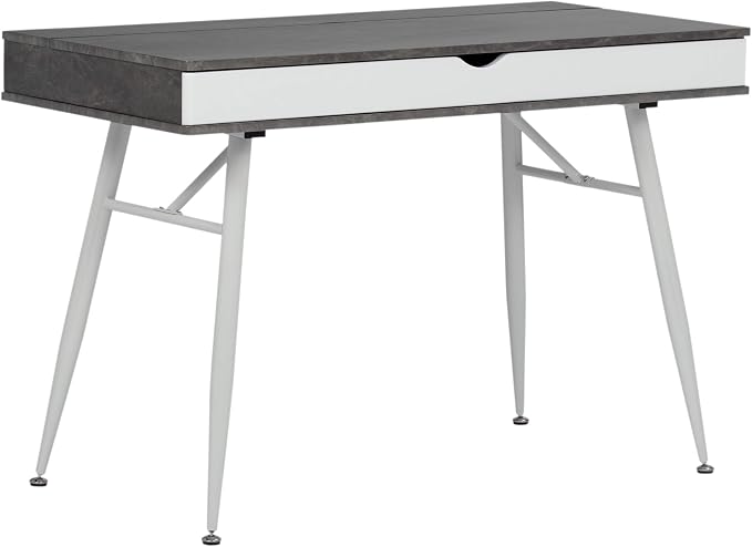 Calico Designs 51252 Alcove Modern Large Split Drawer in White/Cement Gray Desk with Storage by StudioDesigns-CreateYourSpace