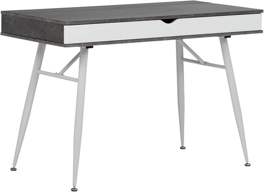 Calico Designs 51252 Alcove Modern Large Split Drawer in White/Cement Gray Desk with Storage by StudioDesigns-CreateYourSpace