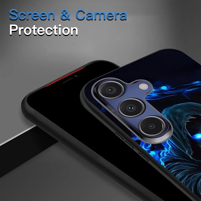 Designed for Galaxy S25 FE Phone Case,Slim Silicone Shockproof Protective Case for Galaxy S25 FE 6.7 inch,Skull with Blue Flame Art - Image 5