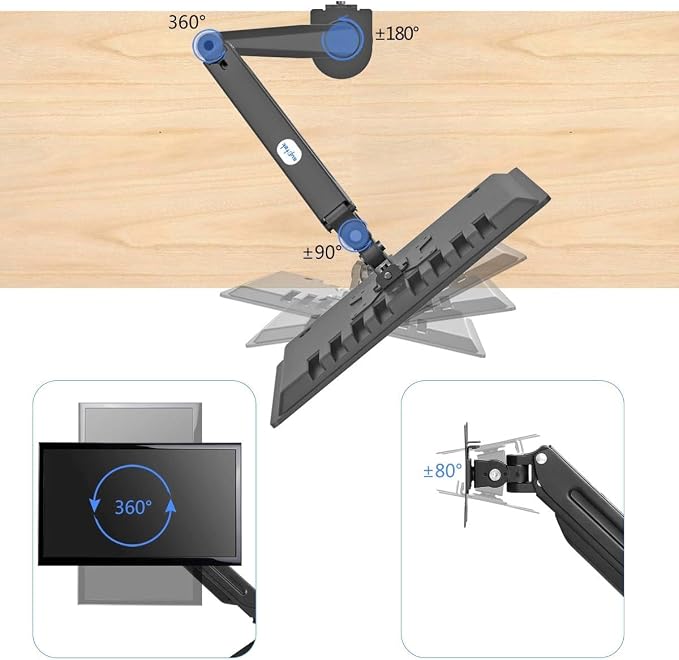 Suptek Monitor Mount Gas Spring Monitor Arm Desk Mount Fully Adjustable Fits 17 20 22 23 24 26 27 32 35 inch Monitors Weight Capacity up to 24.25 lbs - Image 6