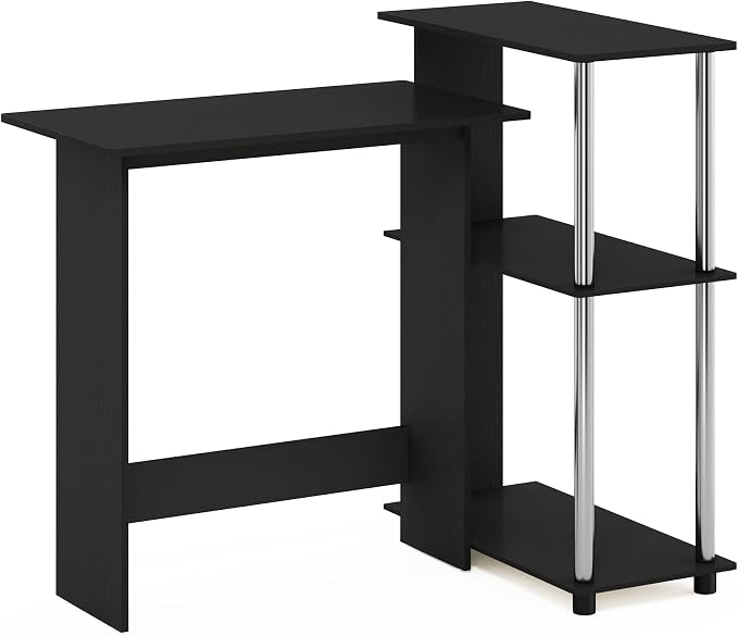 Furinno Abbott Corner Computer Desk with Bookshelf, Americano/Chrome - Image 5