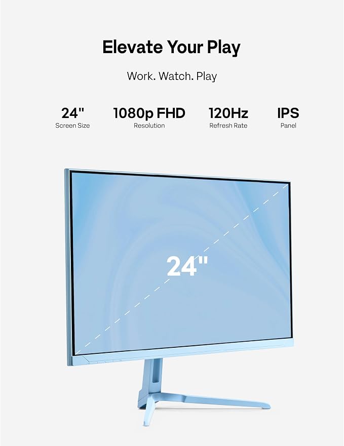 Pixio PX246 Wave Blue 24 inch 120Hz Refresh Rate FHD 1080p Resolution IPS Panel 4ms GTG Response Time Gaming Monitor with Adaptive Sync - Image 3