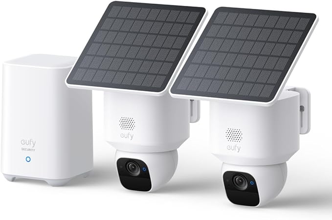 eufy Security SoloCam E30, 2-Cam Pack Kit, Security Cameras Wireless Outdoor, Solar Camera Outdoor Wireless, 360° Pan, AI Tracking, 2K Clarity, No Monthly Fee, Built-in Local Storage (Up to 16TB) by Unknown
