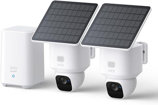 eufy Security SoloCam E30, 2-Cam Pack Kit, Security Cameras Wireless Outdoor, Solar Camera Outdoor Wireless, 360° Pan, AI Tracking, 2K Clarity, No Monthly Fee, Built-in Local Storage (Up to 16TB) by Unknown