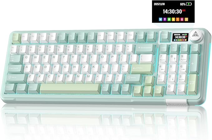 SOLAKAKA A99 Pro Wireless Mechanical Keyboard with BT5.0/2.4GHz/USB-C, LCD Screen & Metal Knob, Gasket-Mounted Gaming Keyboard, Full Hot-Swappable, RGB Creamy Keyboard for Win/Mac by SOLAKAKA