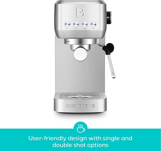 CASABREWS 3700 Essential Stainless Steel Espresso Machine with Steam Wand | 20-Bar Italian Pump, Powerful Steam Wand, 43.9oz Removable Water Tank, Compact Espresso Maker for Home, Cappuccino & Latte - Image 2