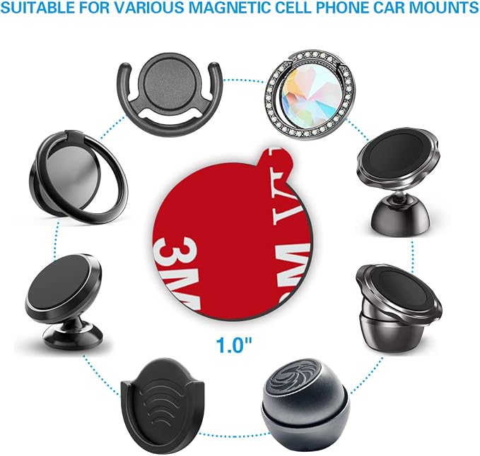 pop-tech Sticky Adhesive Replacement for Magnetic Car Mount, 8PCS Circular Heat Resistant Double Sided Strong Sticker Pads for Magnet Cell Phone Stand & Finger Ring Holder & Socket Grip Base - Image 9