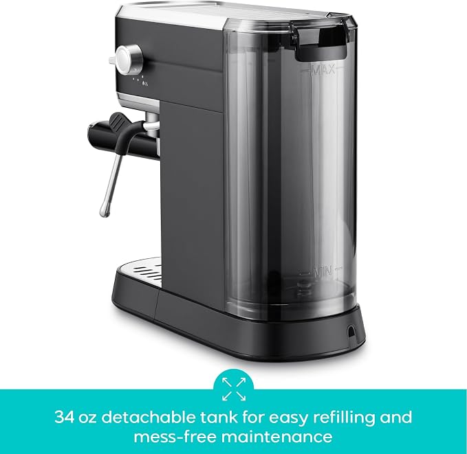 CASABREWS CM5418 Espresso Machine, Espresso Coffee Maker with Steam Wand | Stainless Steel, 20-Bar Pump, Built-in Pressure Gauge, Powerful Steam Wand for Cappuccino Latte for Home, 34oz Water Tank - Image 5
