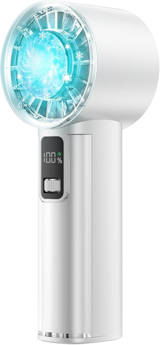 PANERGY Handheld Fan with Ice Cooler, Mini Portable Fan Rechargeable, 18Hrs Cooling, 0-100 Adjustable Speed, Small Yet Powerful, Personal Hand Fans for Travel, Beach, Outdoor, Makeup, Gifts for Women by PANERGY
