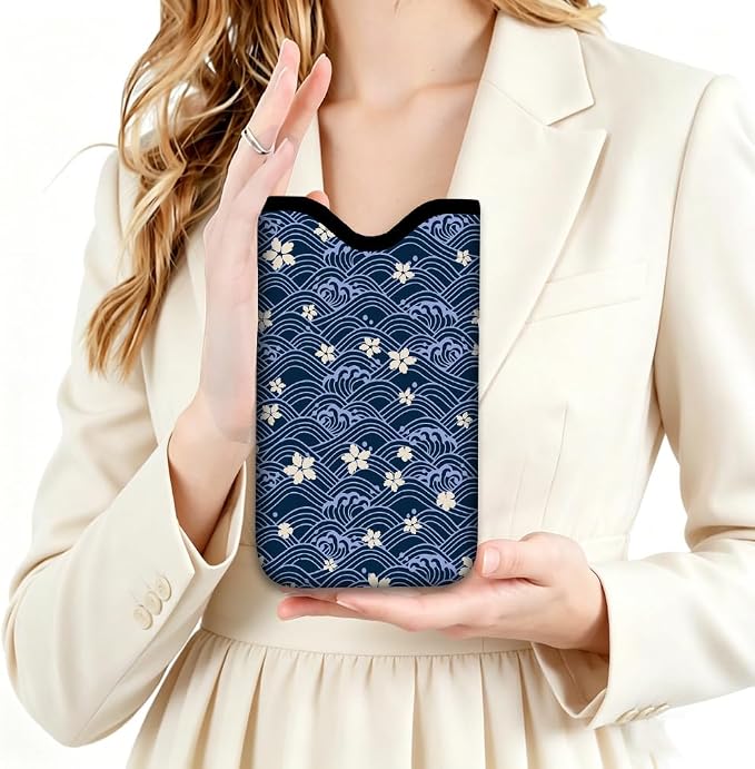 Floral Neoprene Phone Sleeve Pouch with Adjustable Strap Neck Lanyard Fits Most Smartphones 7.1 x 3.9 Inch Cute Cell Phone Crossbody Bag Waterproof Carrying Cellphone Case Bag for Women - Image 8