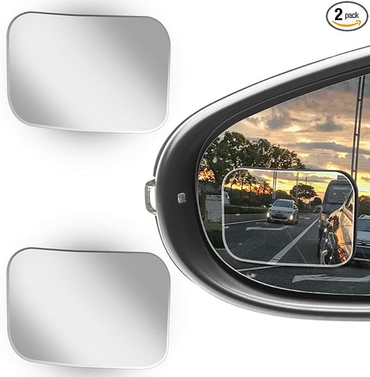 2Pcs Cars Square Blind Spot Mirrors, Car Side Mirror Blindspot Adjustabe Angle 360 Degree Wide Angle Convex RearView Removable for Enhanced Safety Universal Accessories for Suvs RVs Trucks by HINGTAI