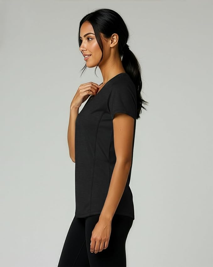 5 Pack Women's Dry Fit V Neck Workout Tops T Shirts Athletic Gym Yoga Tees | Available In Plus Size, Cooling Moisture-Wicking, Short Sleeve, Quick-Dry, Fitness, Stretch, Exercise, Running, Hiking - Image 8