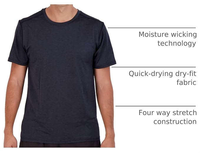 5 Pack Men's Dry Fit Short Sleeve T-Shirt Gym Workout Athletic Running Tee | Cooling, Moisture-Wicking, Crew Neck, Quick-Dry, Breathable, Active, Exercise, Fitness, Basketball, Cycling, Hiking, Tennis - Image 4