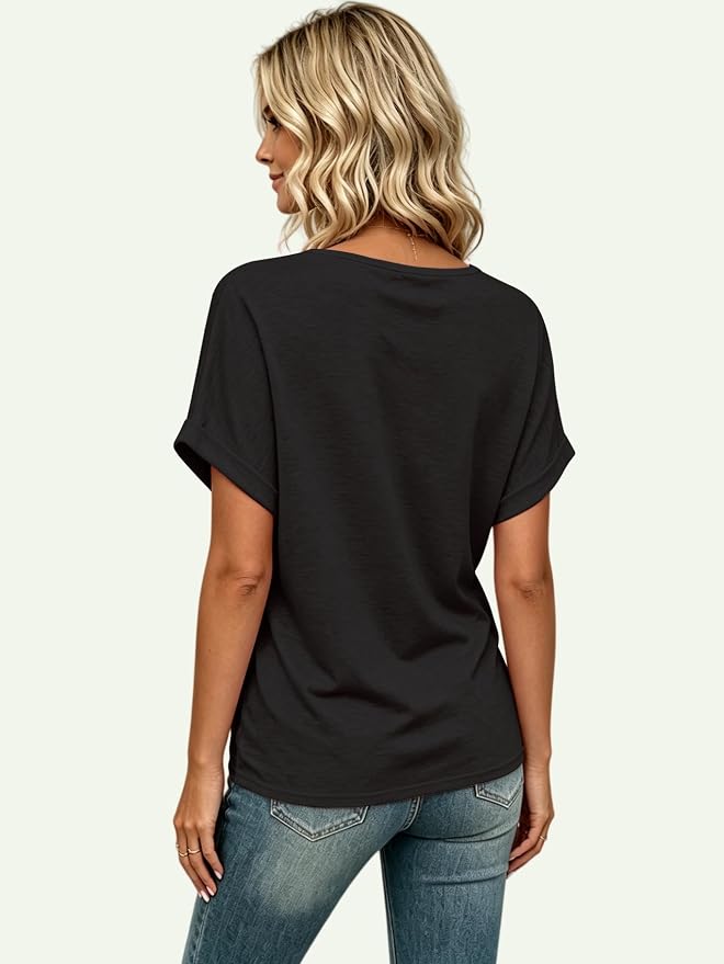 T Shirts Short Sleeve V Neck Tees Womens Tops Beach Vacation Fashion Clothes 2026 Casual Summer Spring Fall Outfits - Image 4