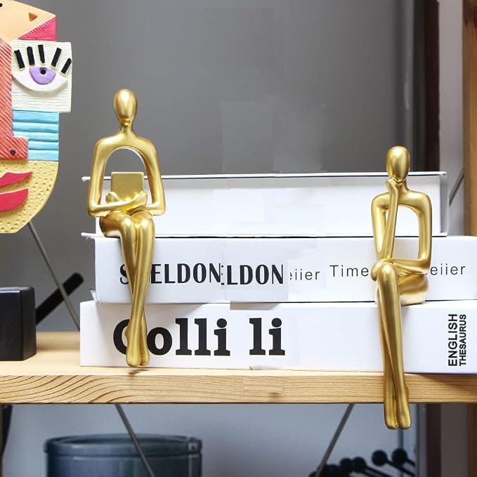 Prettidecor Gold Home Decor Thinker Statue Accents, Set of 3 Thinker Sculptures Office Decor Modern Abstract Resin Decoration on Shelf Table Desk for Living Room Office Bedroom (Small Gold) | Home Decor Accents, Office Decor, Abstract Resin, For Living... - Image 9