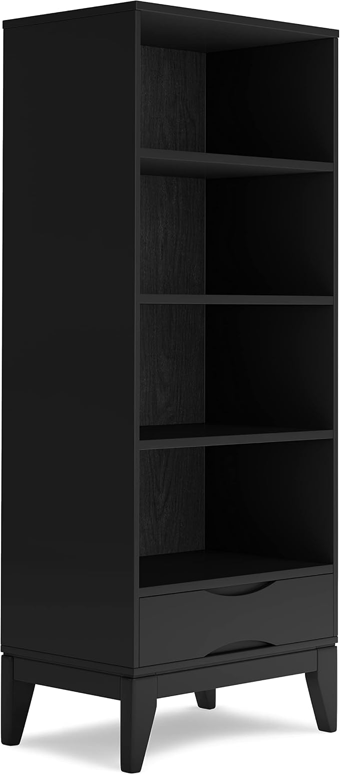 SIMPLIHOME Harper Desk and Bookcase Bundle - 60 inch Wide Solid Wood Mid Century Modern Desk with Drawers and 24 inch Wide 4-Shelf Bookcase in Black, Home Office Furniture (Set of 2) - Image 6