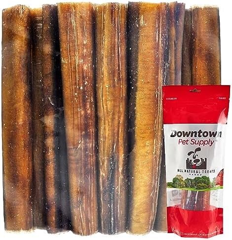 Downtown Pet Supply Jumbo Bully Sticks for Dogs - Natural Beef Chews, Low-Odor & Rawhide-Free, Long Lasting Dog Treats for Aggressive Chewers - Healthy, Safe & Delicious Chews Dogs Love (12" 5 Pack) by DowntownPetSupply