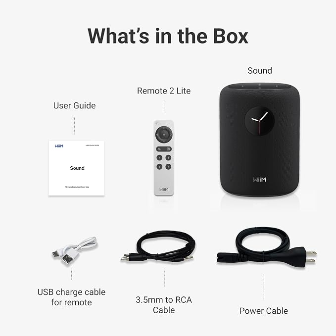 WiiM Sound Smart Speaker with 1.8″ Touch Display, Hi‑Res 24‑bit/192 kHz, AI RoomFit™ Room Correction, 100W Peak, Wi‑Fi 6E/Bluetooth 5.3, Multi‑Room & Stereo Pairing, Remote Included, Black - Image 9