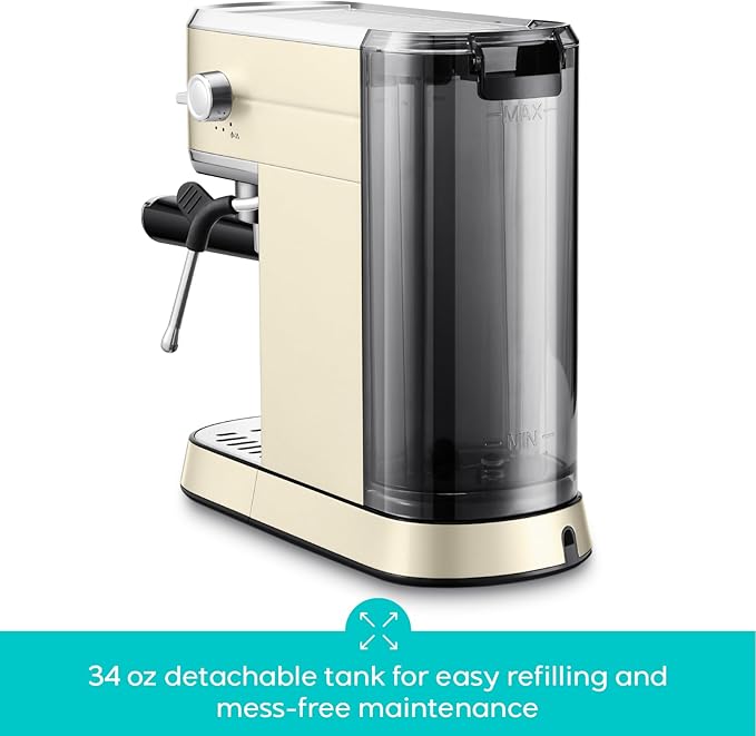 CASABREWS CM5418 Espresso Maker, Compact Espresso Machine with Milk Frother | Stainless Steel, 20-Bar Pump, Built-in Pressure Gauge, Powerful Steam Wand for Cappuccino Latte for Home, 34oz Water Tank - Image 5