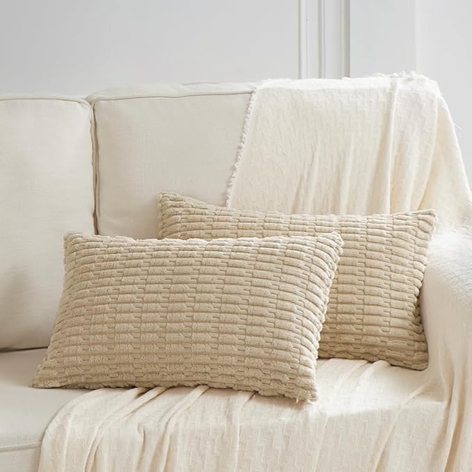 Fancy Homi 4 Packs Decorative Throw Pillow Covers for Living Room Couch Bed, Modern Farmhouse Boho Home Décor Accent Cushion Case, 20" x 12", Tan - Image 6