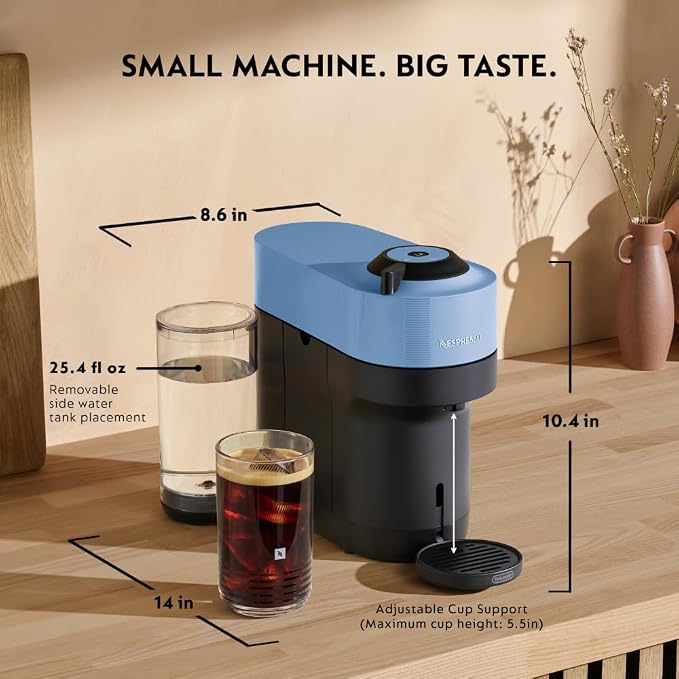 Nespresso Vertuo Pop+ Coffee Machine with Milk Frother, Pacific Blue | Coffee and espresso maker by De'Longhi with compact design. Aeroccino3 frother bundle for hot or cold foam drinks at home. - Image 8