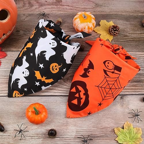 Vivifying 2 Pack Halloween Dog Bandanas, Spooky and Pumpkins Pattern - Image 7