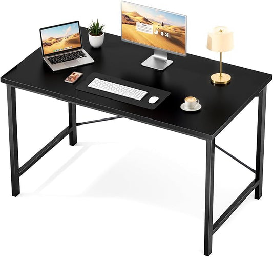 Sweetcrispy Small Computer Desk, 44" Office Writing Desk with Metal Frame & Wooden Tabletop, X-Shaped Reinforcement, Student Study Workstation for Home Bedroom, Black by Sweetcrispy