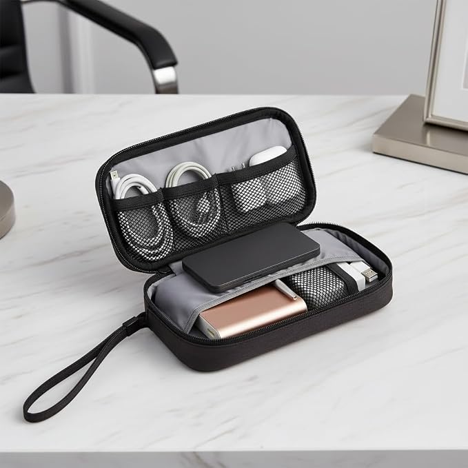 GOX Cable Organizer Pouch – Case for Chargers and Cords, Cord Organizer Travel Black, Small Cable Organizer Bag for Earbuds & Tech Accessories(Black) - Image 5
