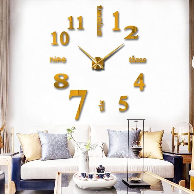 FASHION in THE CITY Large Frameless 3D DIY Mirror Surface Wall Clocks Modern Design for Living Room Bedroom Home Office Kids Room Hotel Coffee Hall Bar Wall Decoration by FASHIONinTHECITY