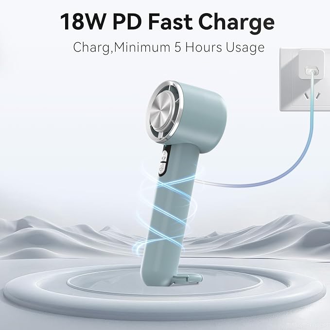 Handheld Cooling Fan, 5 Speeds Portable Air Conditioner Fans, Rechargeable Mini Fan with USB for Women Men Travel/Camping/Outdoor for Travel Outdoor/Disney/Concerts/Gifts for Women & Men (BLUE) - Image 2