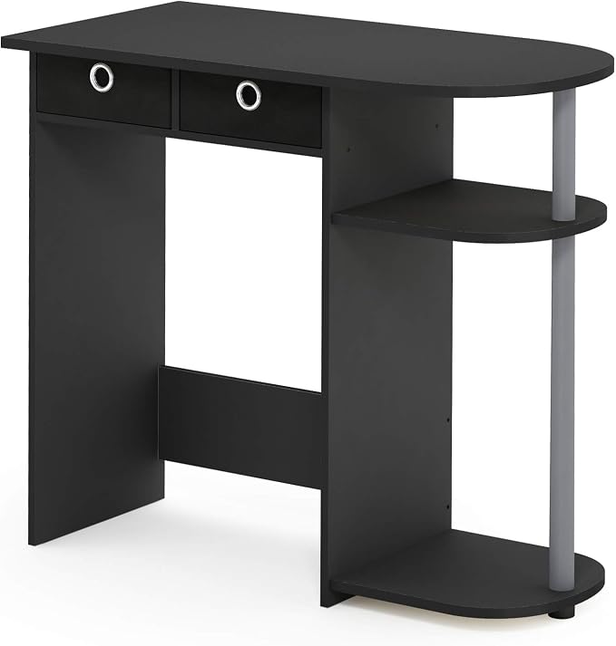 Furinno Go Green 32-Inch Computer Desk, Office Desk with 2 Side Shelves and Storage Bins, Rectangular Home Office Desk, Gaming Desk for Home Office, Bedroom, Study Room, Classic Black - Image 7