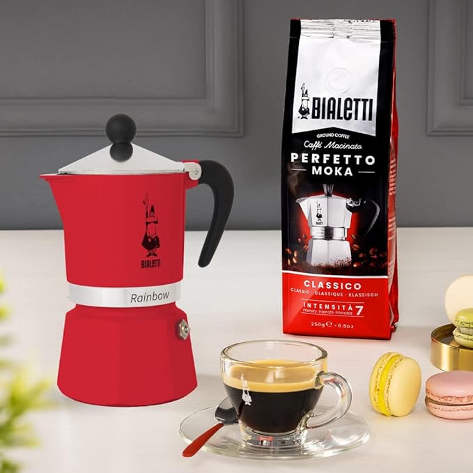 Bialetti Rainbow Moka Pot in Red, 6 Cup Stove Top Espresso Maker - Aluminum Cafetera for Ground Coffee, Italian Coffee Maker for Home Brewing - Image 2