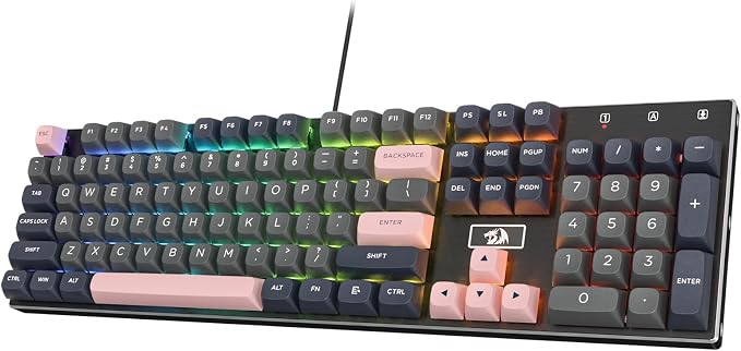 Redragon K556 Wired RGB Mechanical Gaming Keyboard, 104-Key Aluminum Board | Rock-Solid Metal Build, 20 Backlits for Immersive ESports Vibe, Hot-swap Creamy Custom Linear Switch, PBT Round Keycaps by REDRAGON