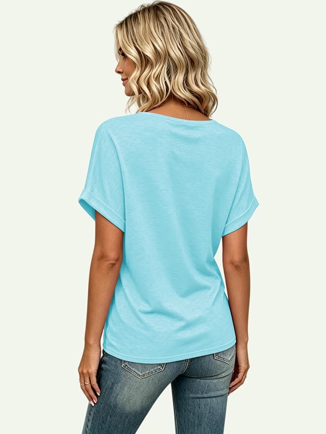 T Shirts Short Sleeve V Neck Tees Womens Tops Beach Vacation Fashion Clothes 2026 Casual Summer Spring Fall Outfits - Image 4