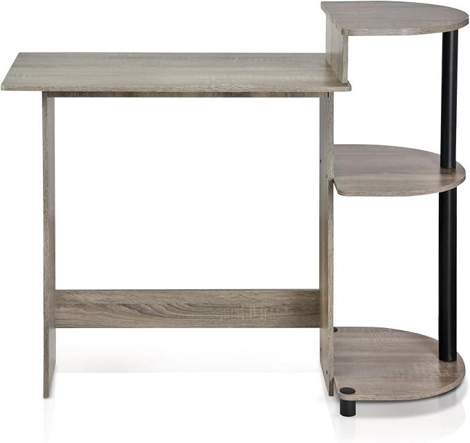 Furinno COMPACT Desk, 28.5" Wide Gaming Desk with Shelves, Computer Desk with Book Shelf, Office Desk for Home Office, Study Room, Dorm, Bedroom, French Oak - Image 5