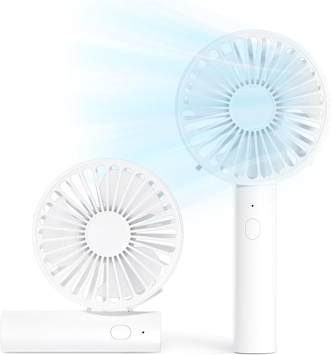 Small Handheld Portable Fan, 3 Gear Speeds, 2-in-1 180° Foldable Mini Table Fan, Personal USB Fan, Portable Travel Fan, Hand Fans Rechargeable for Travel Lash Makeup Desk Girl Women Summer Gift White by Unknown