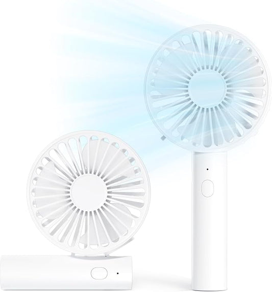 Small Handheld Portable Fan, 3 Gear Speeds, 2-in-1 180° Foldable Mini Table Fan, Personal USB Fan, Portable Travel Fan, Hand Fans Rechargeable for Travel Lash Makeup Desk Girl Women Summer Gift White by Unknown