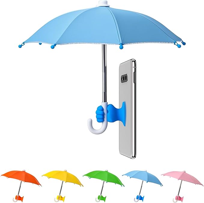 Phone Umbrella Stand, Sun Shade Mini Umbrella for Cell Phone with Adjustable Fist Style Suction Cup, Universal Anti-Glare Sun Visor for Outdoor by Harewu