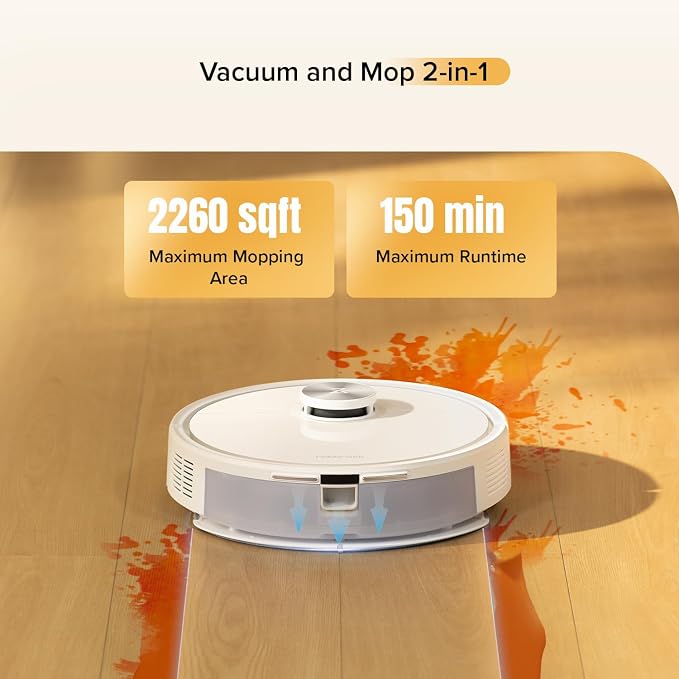 roborock Q7 M5 Robot Vacuum and Mop Combo, 10,000Pa HyperForce Suction | Dual Anti-Tangle System, APP-Controlled Mopping, LiDAR Navigation, Robotic Vacuum Cleaner for Pet Hair and Carpet, White - Image 4