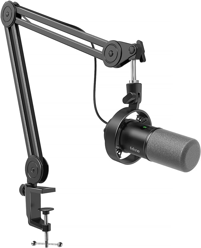 FIFINE AmpliTank K688T Dynamic Microphone Set, Podcast XLR/USB Mic | Studio Streaming Mic with Heavy Duty Boom Arm, Mute Tap, Headphone Jack, for Vocal Content Creation Recording, Metal Built by FIFINE