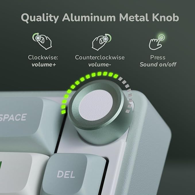 RK ROYAL KLUDGE R65 Wired Mechanical Keyboard, 60% Percent Creamy Gaming Keyboard Gasket Mount RGB Backlit with Programmable Knob, MDA Profile PBT Keycaps, QMK/VIA, Hot Swappable Linear Switch, Cyan - Image 3