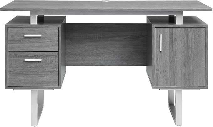 Techni Mobili Modern Office Desk with Storage, Gray - Image 9