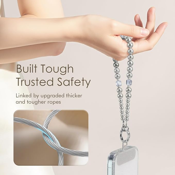 SURPHY Phone Charm, Handmade Beaded Phone Wrist Strap with Tether Tab | Phone Charm Strap, Phone Chain with Premium Metal Buckle, Wrist Strap Fits Cellphone Cases, Wallets, Bags, Keys - Image 3