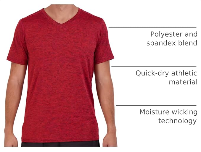 5 Pack Men's Dry Fit V Neck Gym Workout T Shirts Athletic Moisture Wicking | Cooling, Quick Dry, Breathable, Short Sleeve, Exercise, Cycling, Sports, Outdoor, Fitness, Golf, Crossfit, Hiking, Tennis - Image 4