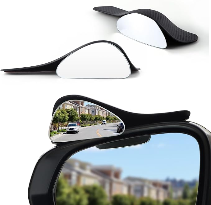 LivTee Blind Spot Mirror with Side Mirror Rain Guard, Carbon Fiber 2-in-1 Side Mirror Covers Kit with Wide Angle Adjustable Stick for Cars SUV and Trucks, Pack of 2 by LivTee