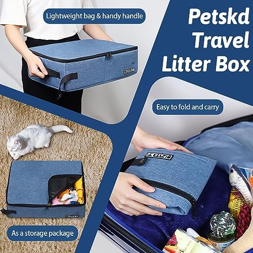 Petskd Portable Cat Travel Litter Box with Lid, Blue - Image 6